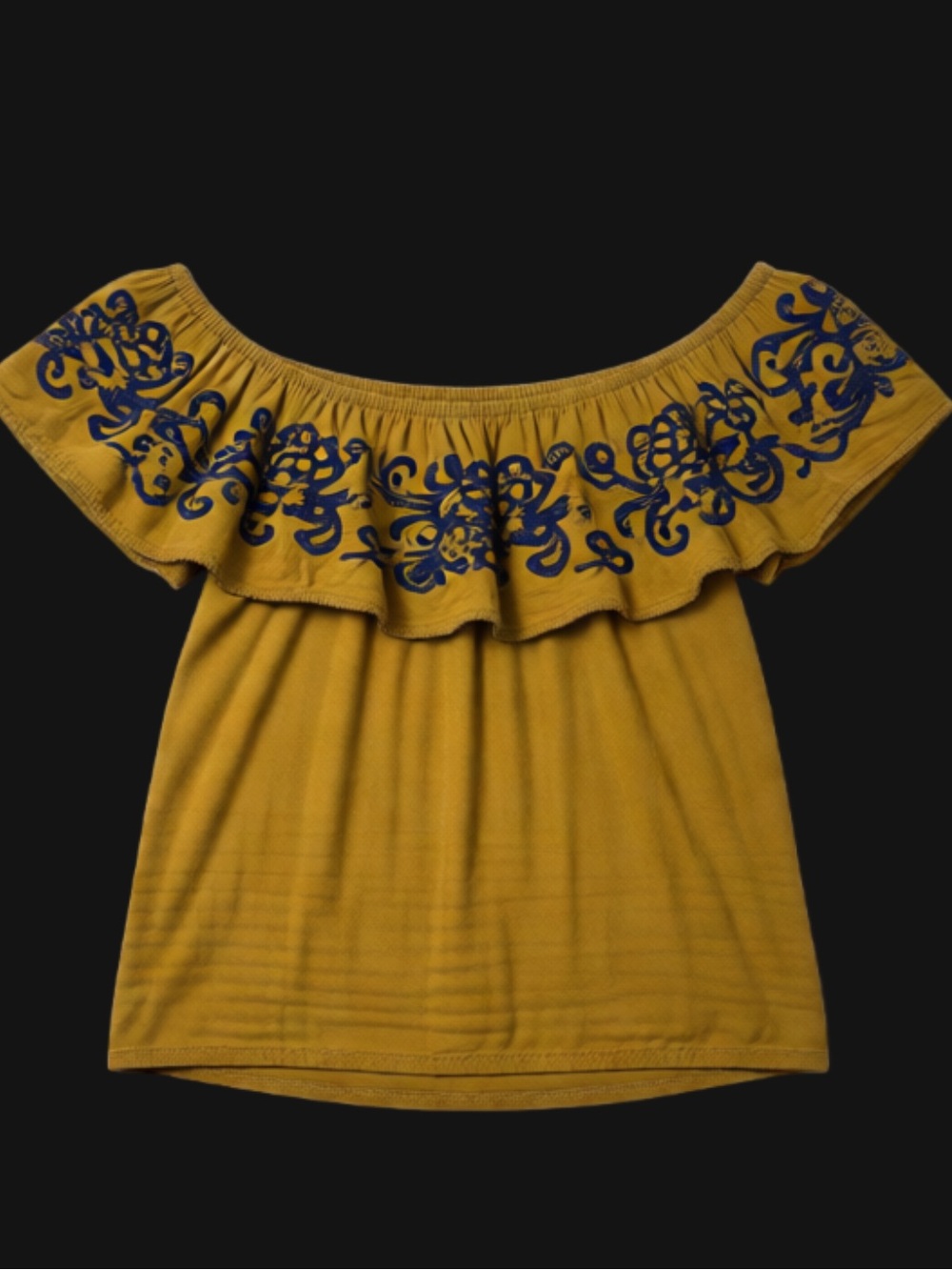 Mustard off shoulder crop top